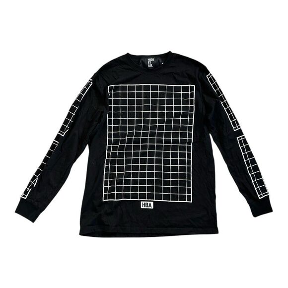 Rare HBA Hood By Air | XL | Black Grid Design Long Sleeve Shirt | Shayne Oliver - Picture 1 of 9